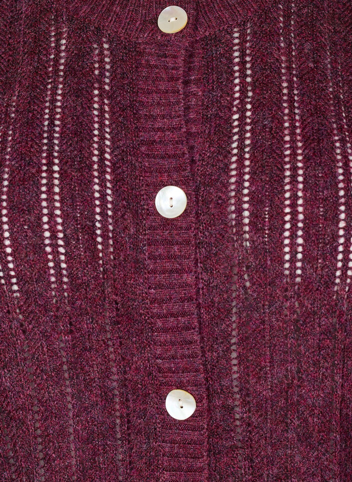 Strikket cardigan med åpent mønster, Fig Mel., Packshot
