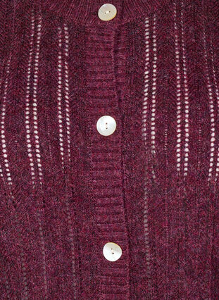 Zizzi Strikket cardigan med åpent mønster, Fig Mel., Packshot image number 2