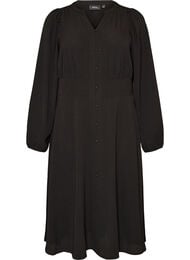 Midikjole med smock og dekorative knapper, Svart