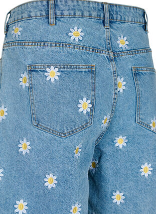 Mille shorts med høyt liv og broderte blomster , Light Blue Flower, Packshot image number 3