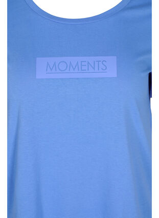 Kortermet T-skjorte i bomull med trykk, Ultramarine TEXT, Packshot image number 2