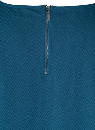 Bluse med struktur og 3/4-ermer, Majolica Blue, Packshot image number 3