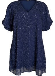 Kort festkjole med paljetter, Navy Blazer
