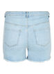 Dongerishorts med slitte detaljer, Light Blue Denim, Packshot image number 1