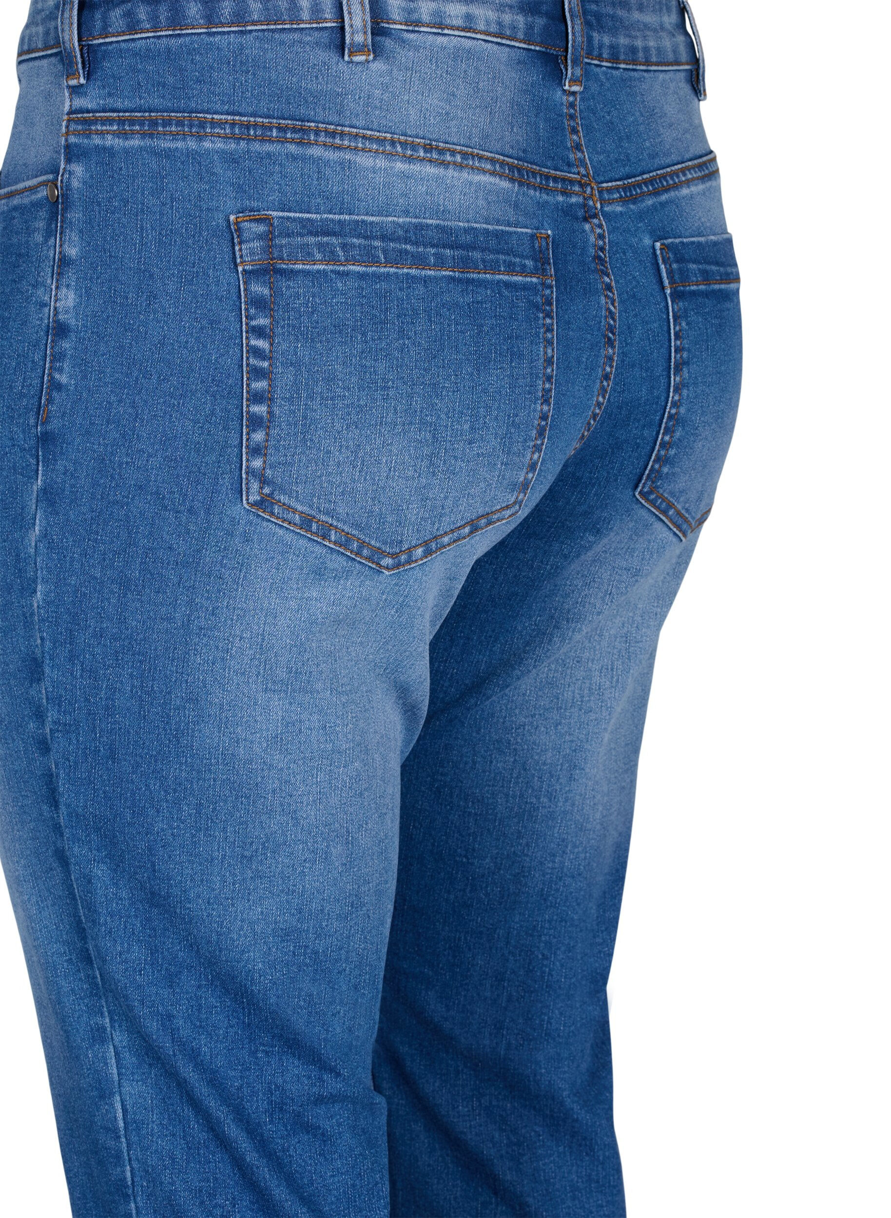 Zizzi Emily knebukser i denim med smal passform, Blue Denim, Packshot image number 3
