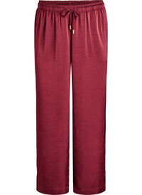 Bukse med satenglook, høy midje og vide ben, Mørk Bordeaux Bukse med satenglook, høy midje og vide ben