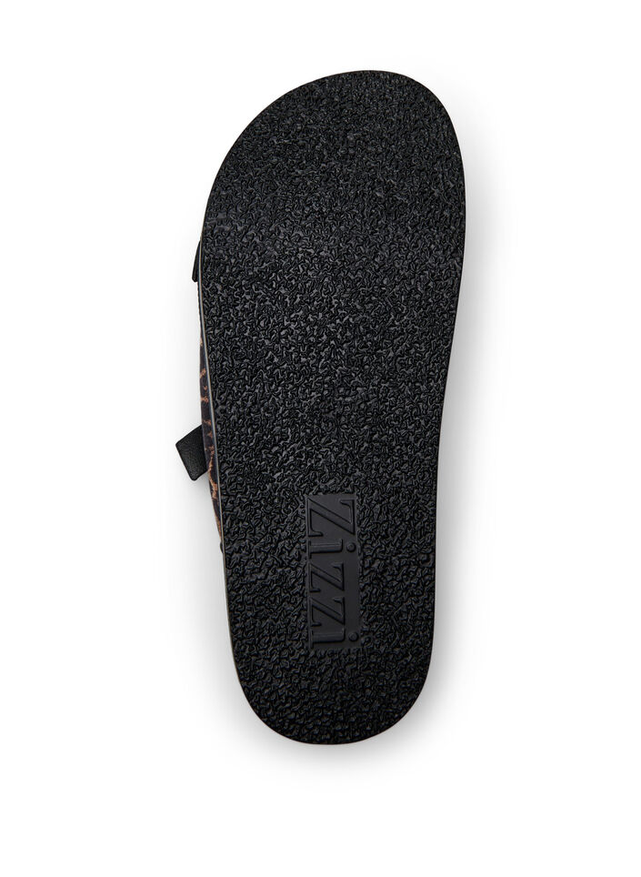Wide fit - Slip-on sandaler med nagler, Leopard AOP, Packshot