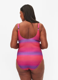 Mønstrete badedrakt med en myk vattering, Pink Comb, Model