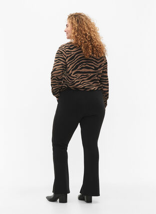 Bukser med utsvingte ben og splitt, Black, Model image number 1