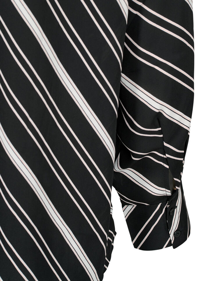 Stripete skjorte med lange ermer, Black Stripe, Packshot image number 3