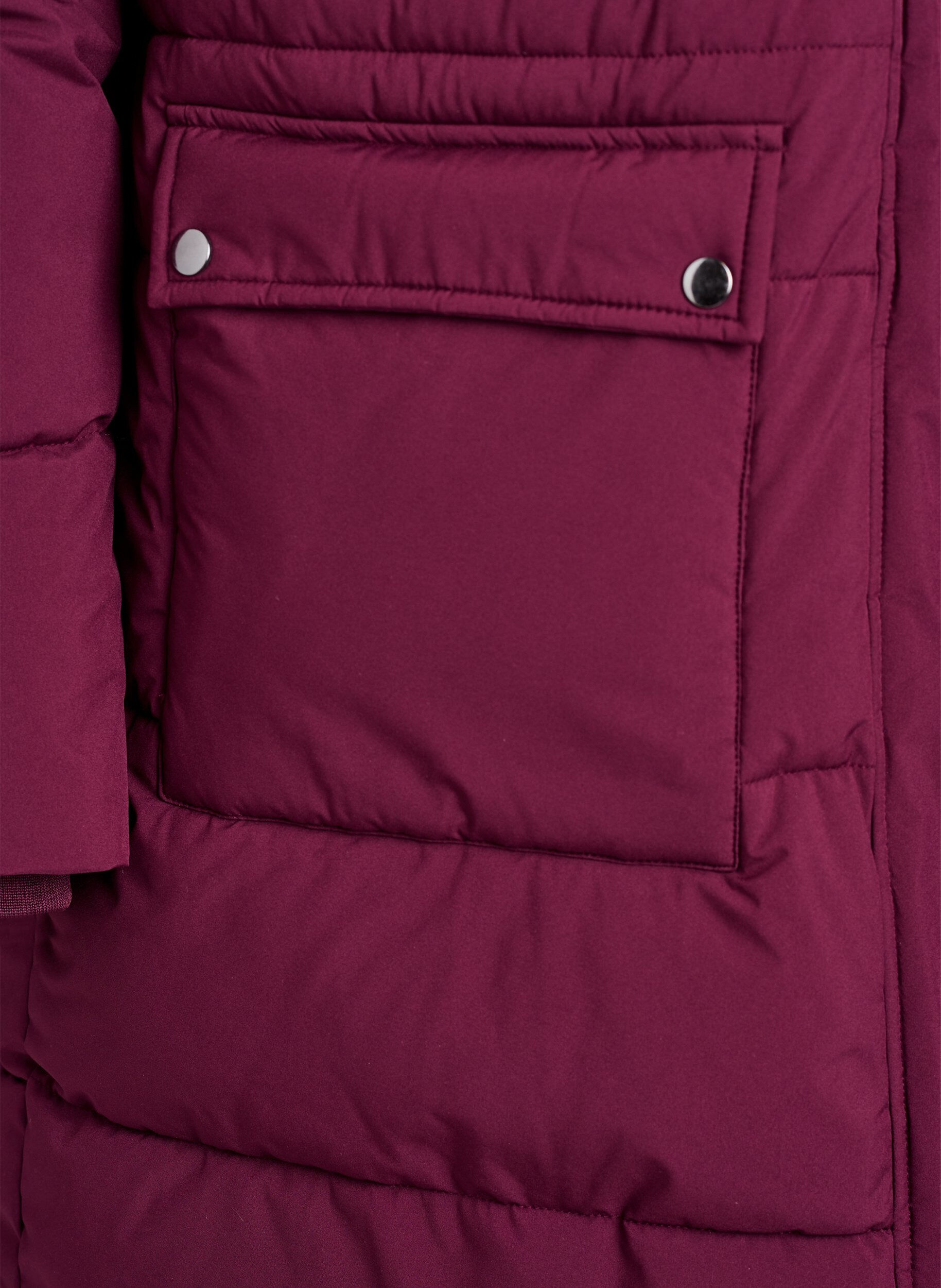 Zizzi Vannavst&oslash;tende parkas med imitert pelskrage, M&oslash;rk Bordeaux, Packshot image number 3