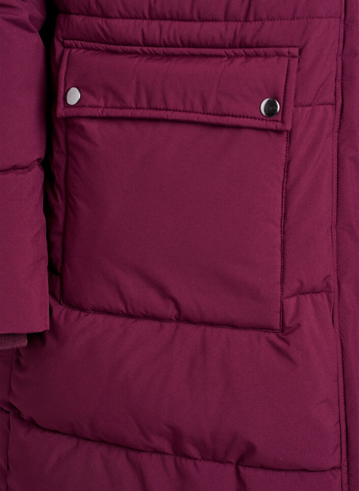 Vannavstøtende parkas med imitert pelskrage, Mørk Bordeaux, Packshot image number 3