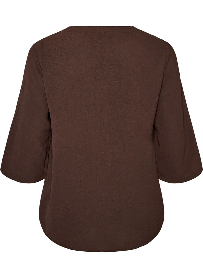 Bluse med 3/4 ermer, Brun, Packshot image number 1