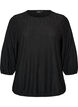 Bluse med tekstur og 3/4 ermer, Svart, Packshot image number 0