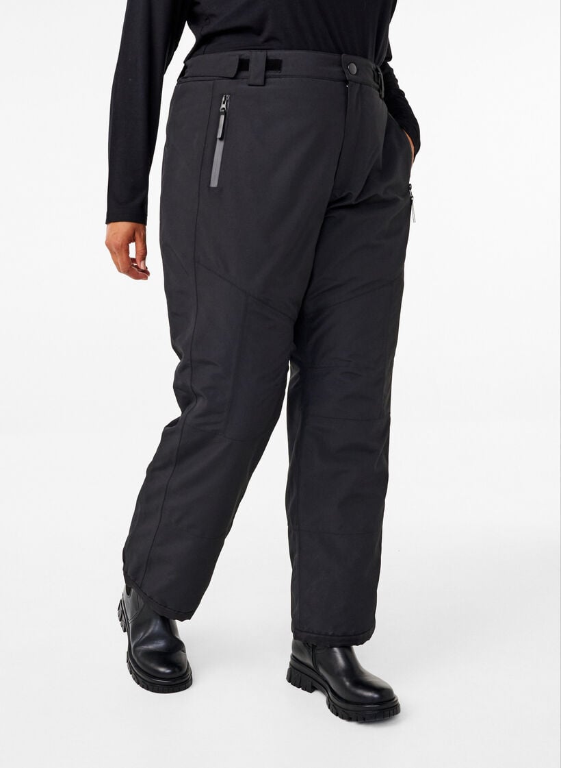 Skibukse med lommer og justerbar midje, Svart, Model image number 2
