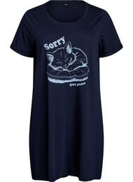 Kortermet nattkjole i &oslash;kologisk bomull, Bl&aring;