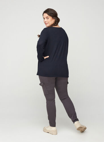 Tettsittende bukser med lommer, Grey, Model image number 1