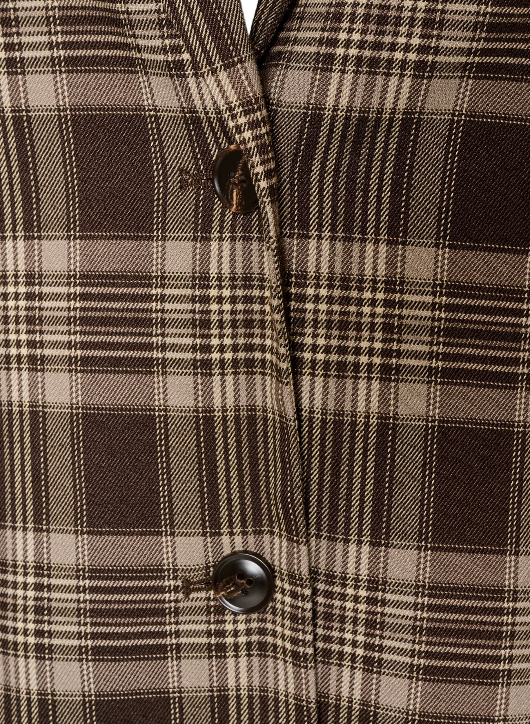 ZizziRutete blazer med lommer og splitt bak, Brun, Packshot image number 2