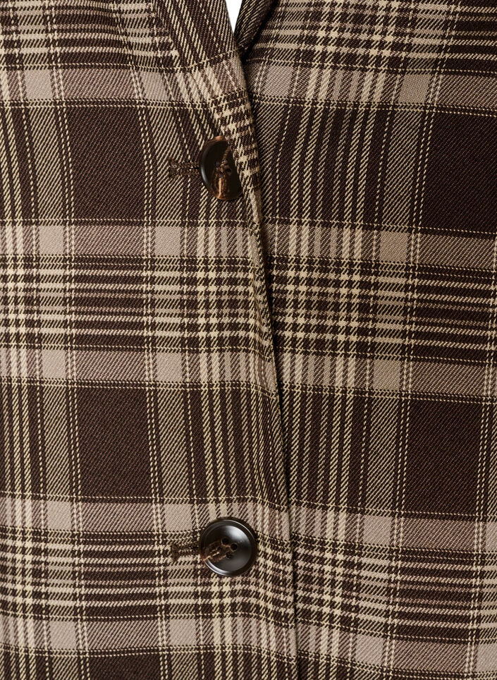 Rutete blazer med lommer og splitt bak, Brun, Packshot image number 2