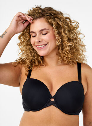 Zizzi Formstøpt BH med kryssdetaljer, Svart, Model image number 3