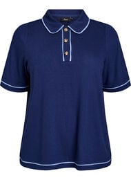 Jersey poloskjorte med kontrasterende kanter, Peacoat