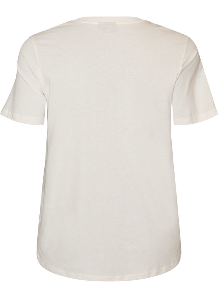 Bomulls T-skjorte med trykk, Hvit, Packshot image number 1