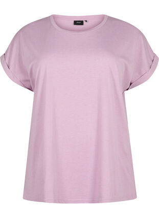 Kortermet T-skjorte i bomullsblanding, Lavender Mist, Packshot image number 0