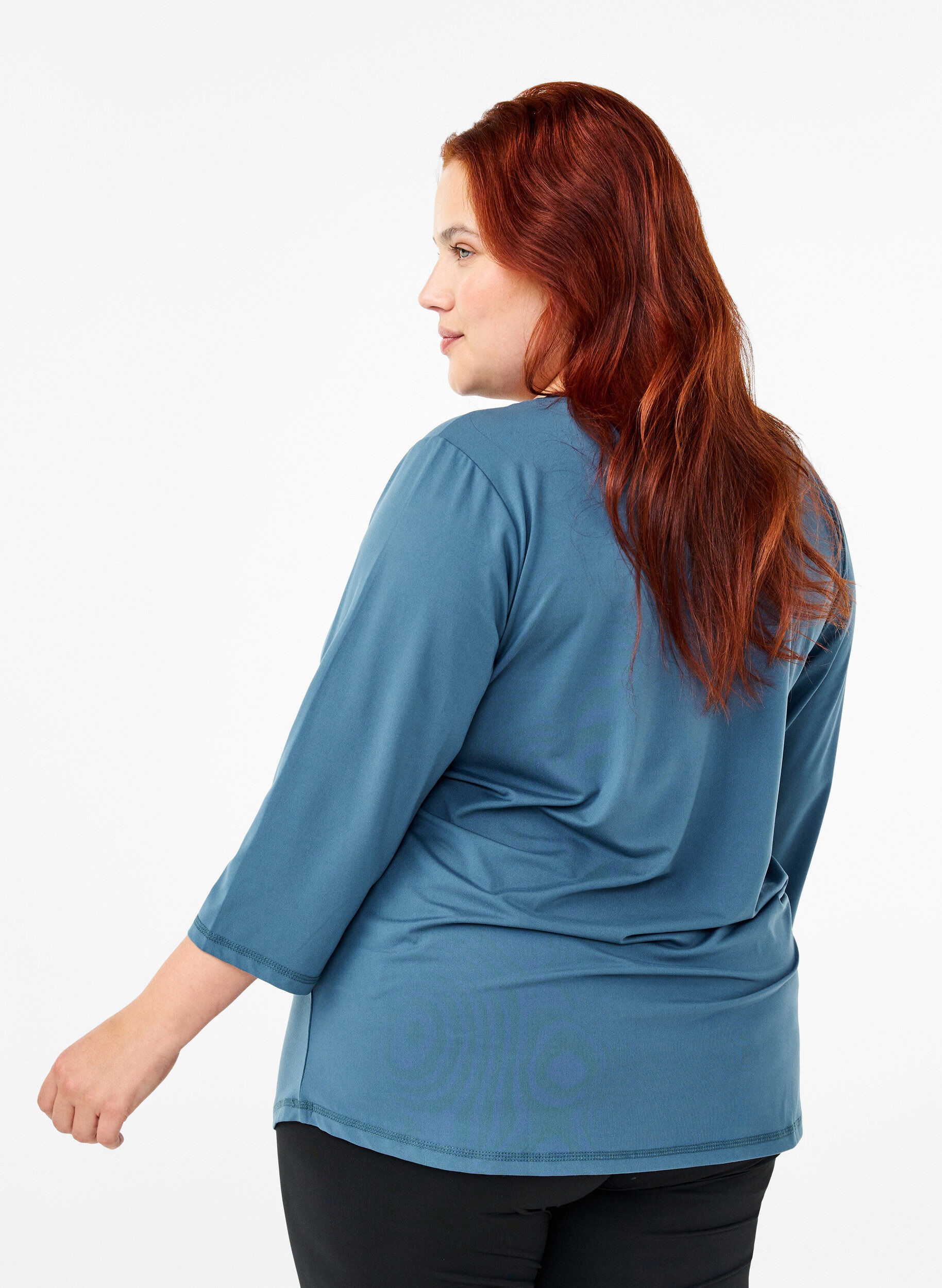 ZizziTreningsbluse med 3/4-ermer, Bl&aring;, Model image number 2