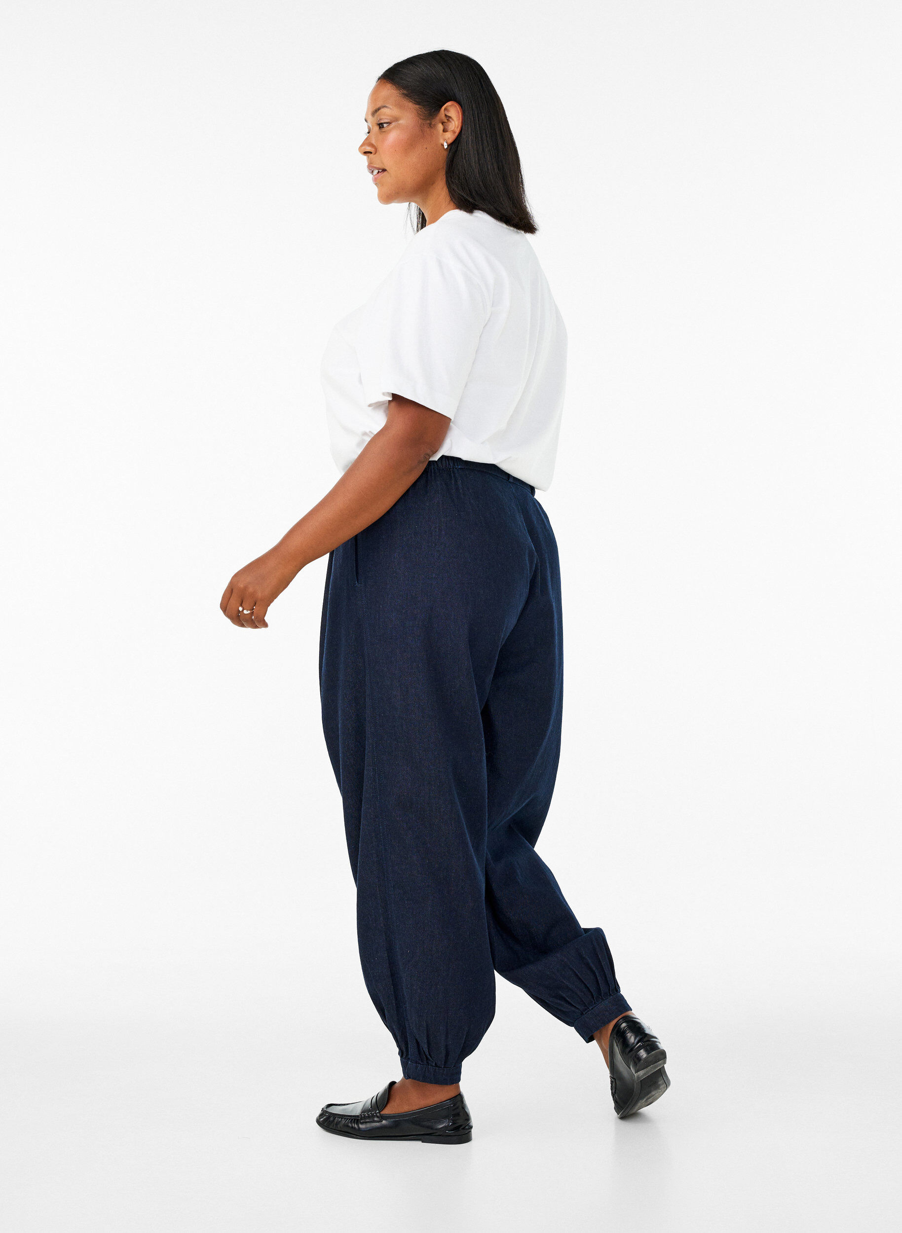 ZizziH&oslash;y midje ballongjeans, Bl&aring;, Model image number 1