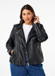 Bikerjakke i skinn med lommer, Black, Model image number 0
