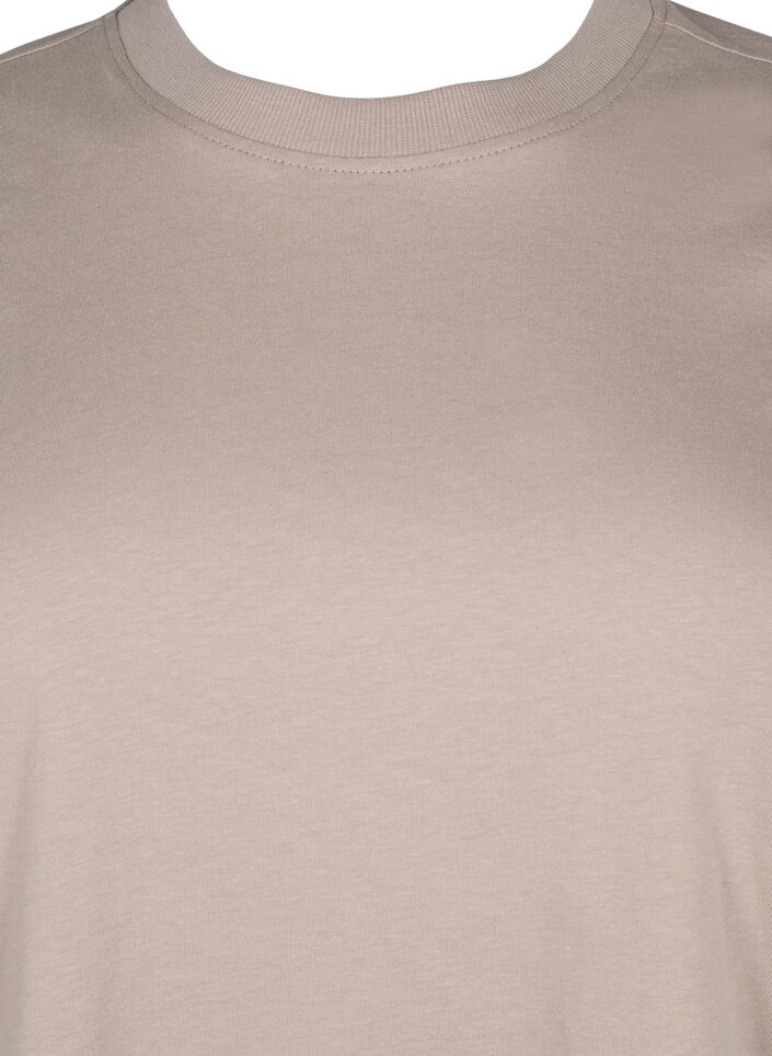 Basic T-skjorte i bomull med rund hals, Silver Mink, Packshot