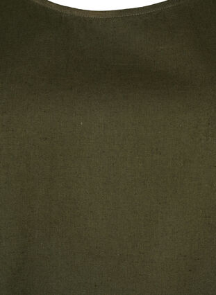 Kortermet bluse i bomullsblanding med lin, Forest Night, Packshot image number 2