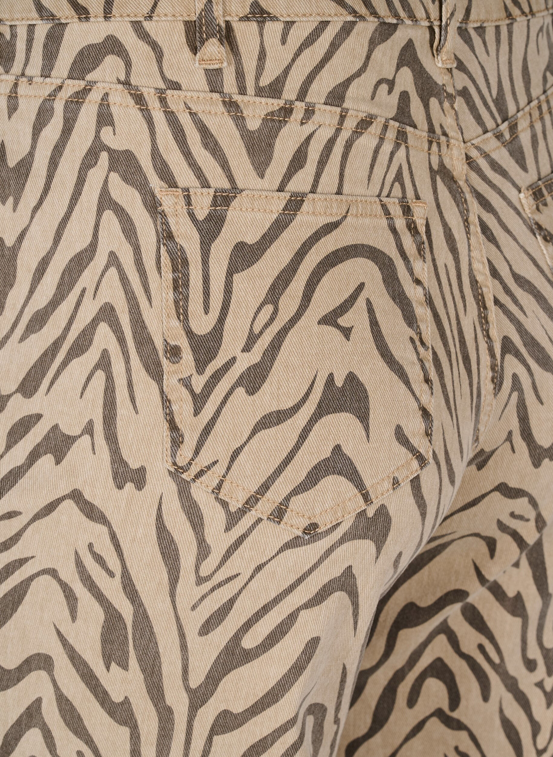 Zizzi Straight fit jeans med sebraprint, Brun, Packshot image number 3