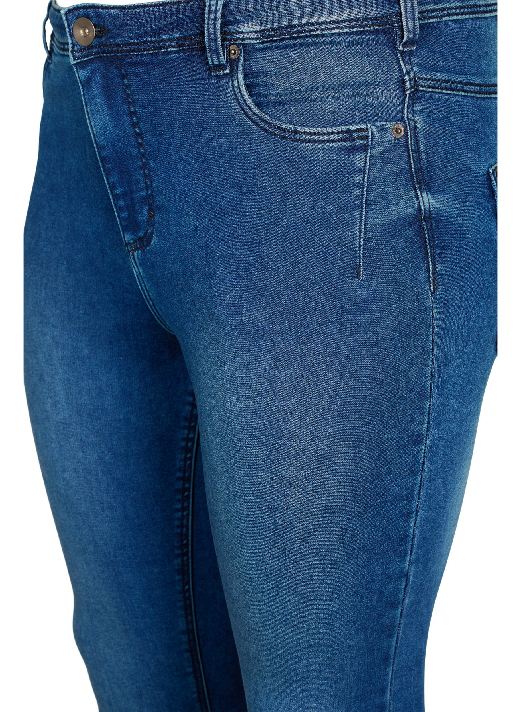 Zizzi Cropped Amy jeans med glidel&aring;sdetaljer, Bl&aring;, Packshot image number 2