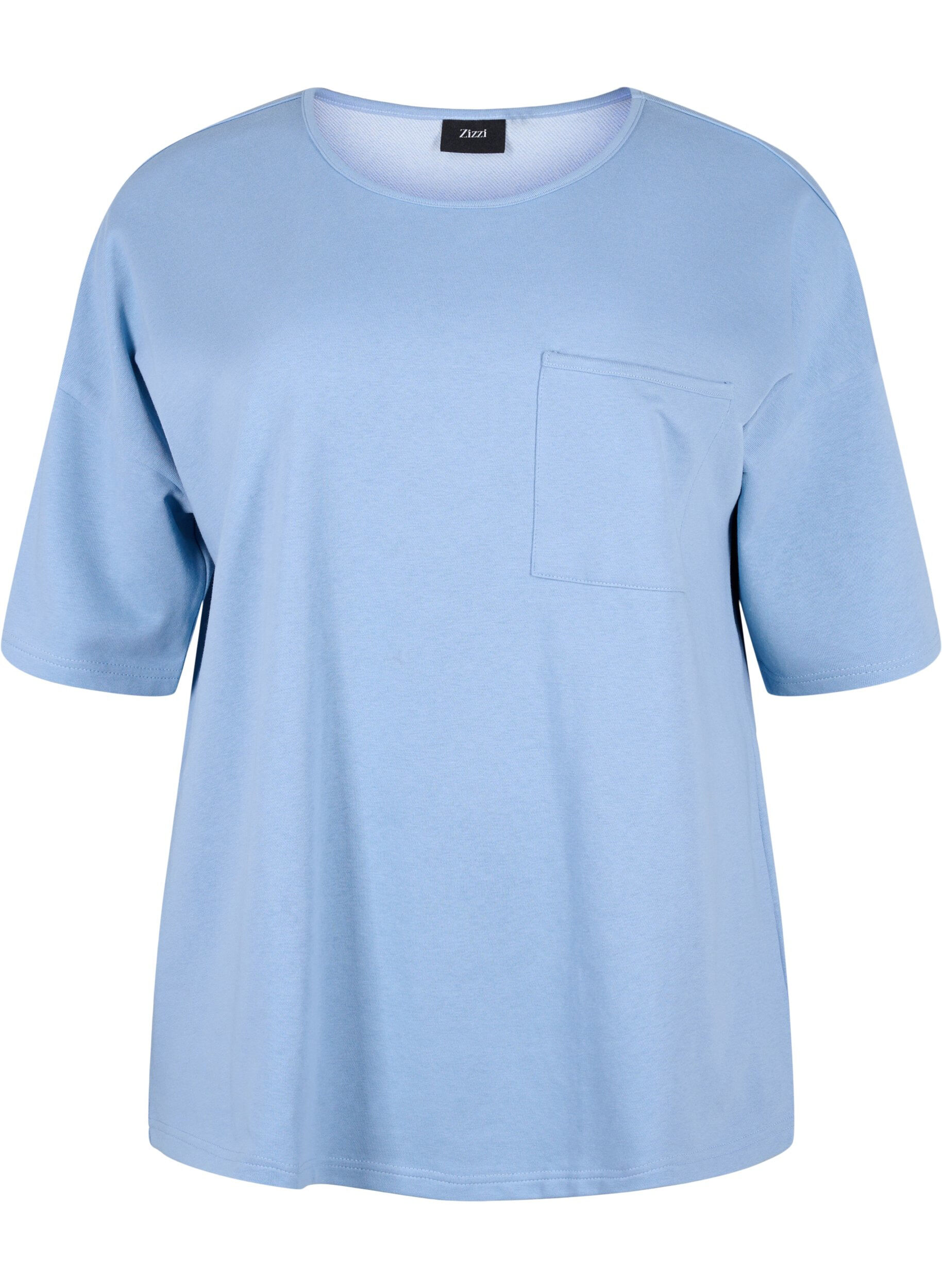 Zizzi Bluse med 1/2-ermer, Faded Denim, Packshot image number 0
