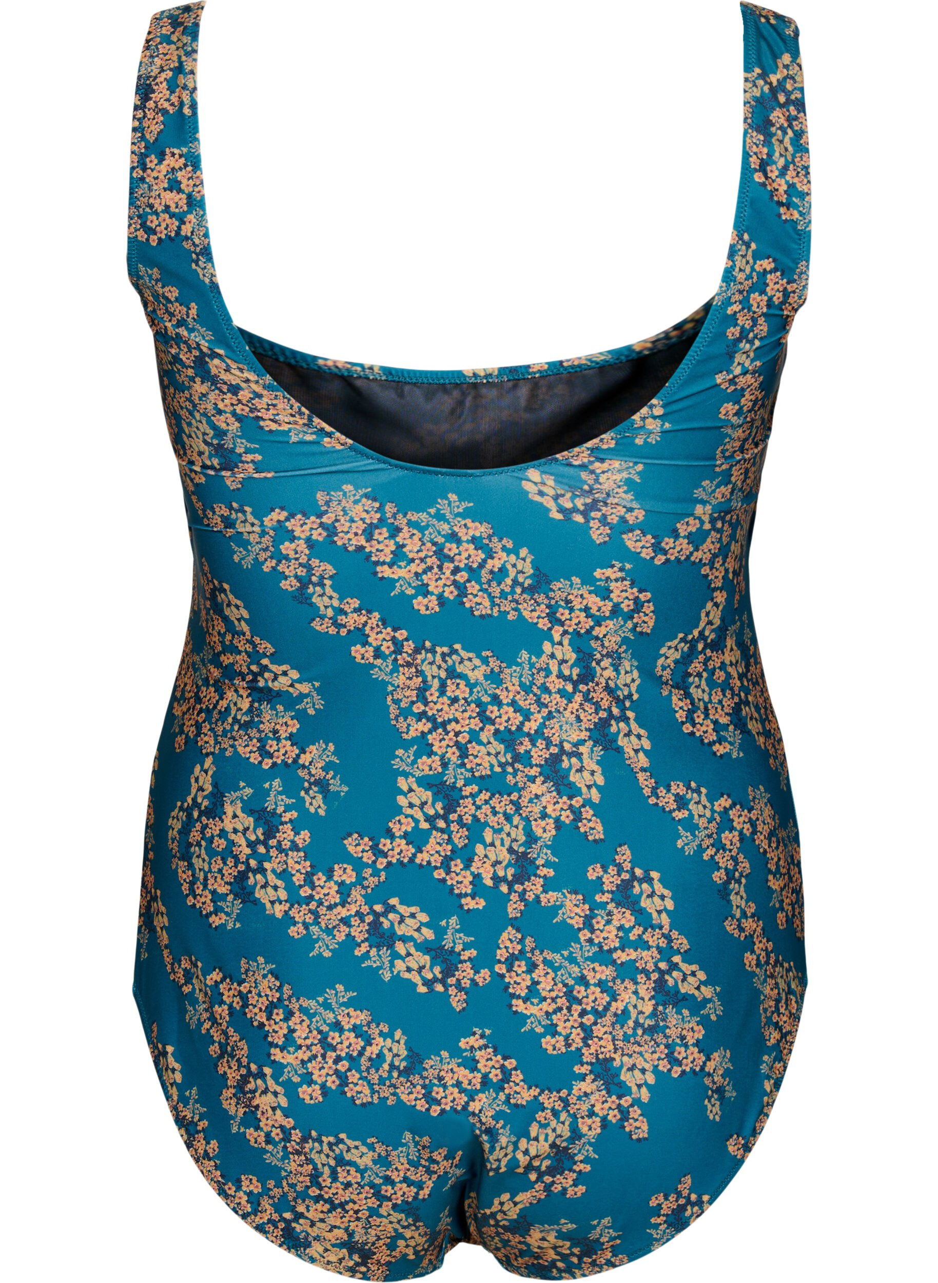 Zizzi Badedrakt med blomstertrykk, Zebra Flower, Packshot image number 1