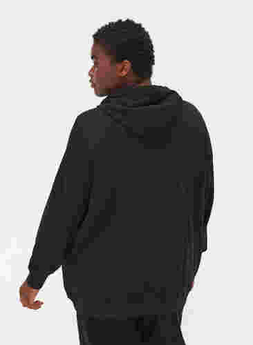 Cardigan med hette og lomme, Black, Model image number 1