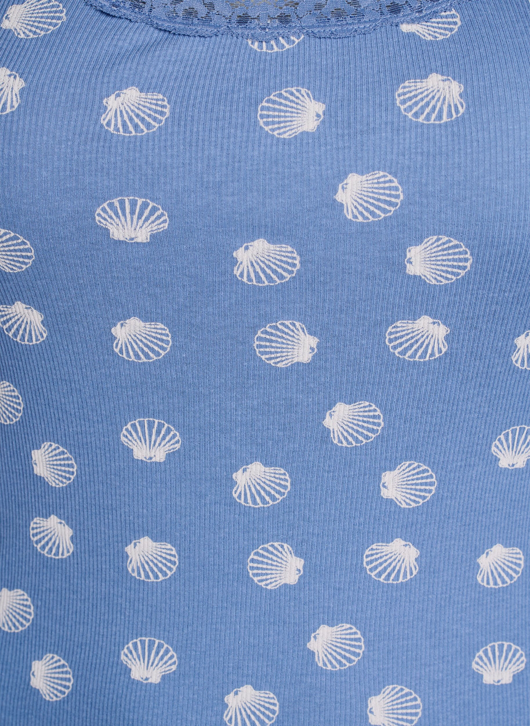 Zizzi Topp med trykk og blondekant, Bl&aring;, Packshot image number 2