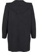 Lang strikket cardigan med ull og hette, Dark Grey Melange, Packshot image number 1