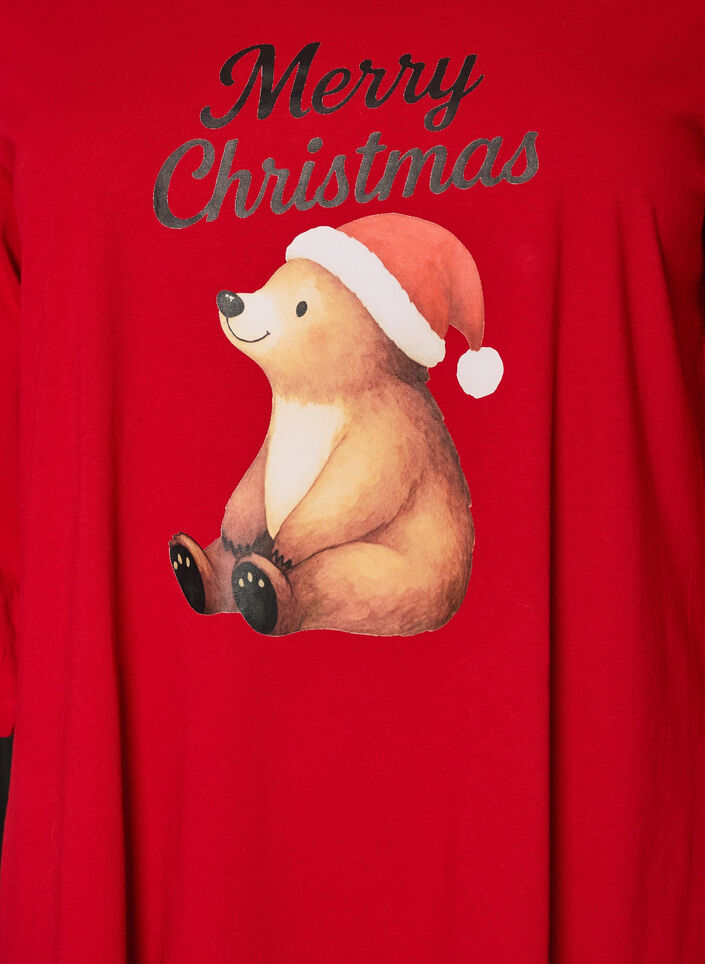 Nattkjole i &oslash;kologisk bomull med julemotiv, R&oslash;d, Packshot image number 2