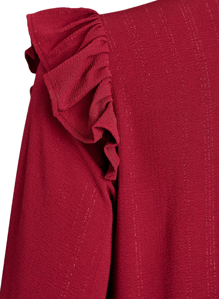 Kort kjole med volanger og glitter, Mørk Bordeaux, Packshot image number 3