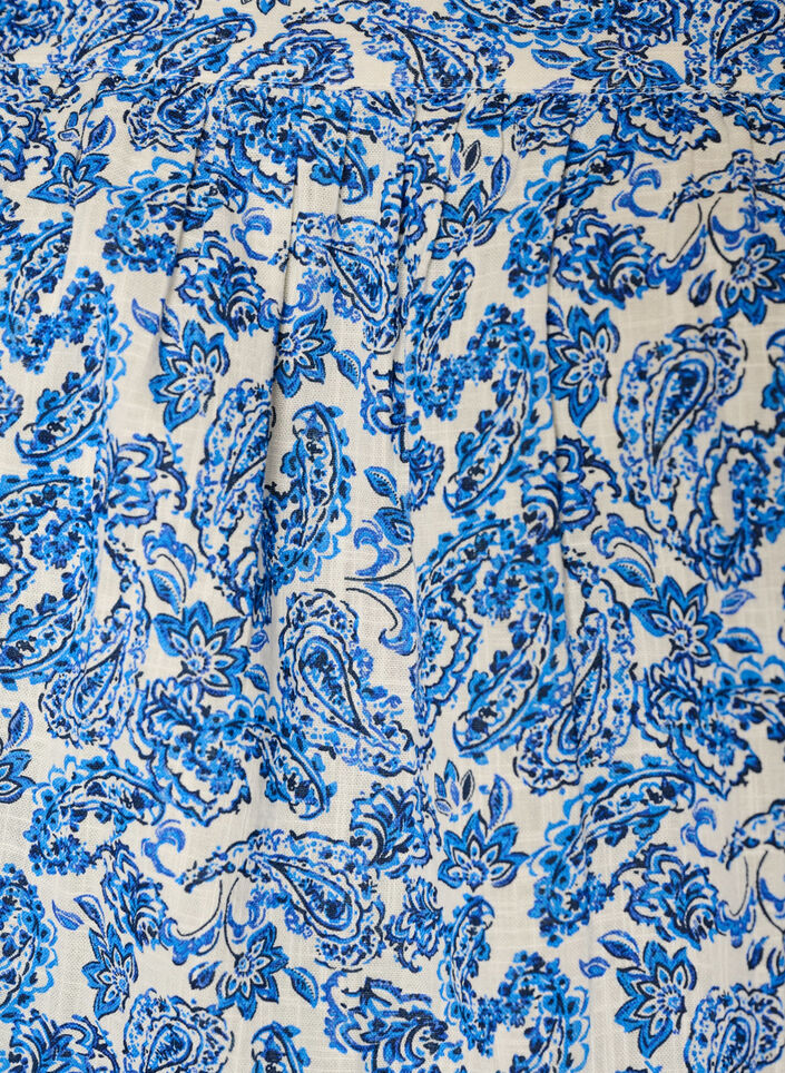 Bluse i bomull med firkantet utringning, Bl&aring;, Packshot image number 2