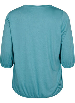 Ensfarget bluse med 3/4-ermer, Brittany Blue Mel., Packshot image number 1
