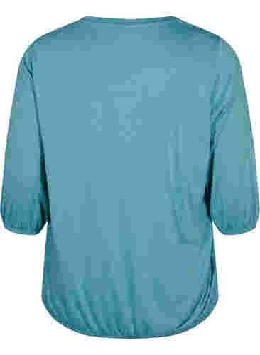 Ensfarget bluse med 3/4-ermer, Brittany Blue Mel., Packshot image number 1