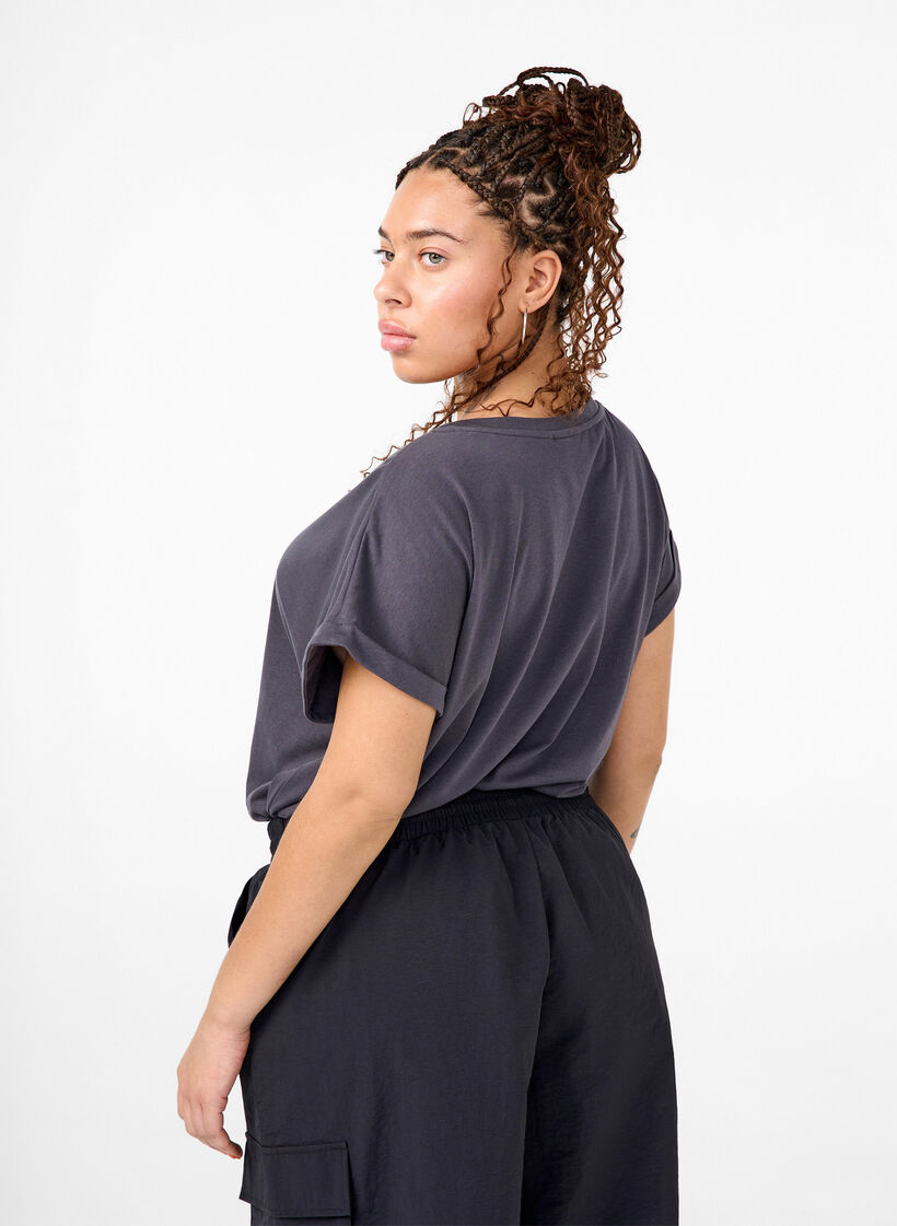 Kortermet T-skjorte i bomullsblanding, Gr&aring;, Model image number 2