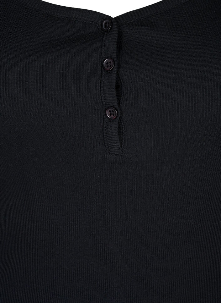 Ribbestrikket tanktopp med knapper, Black, Packshot image number 2