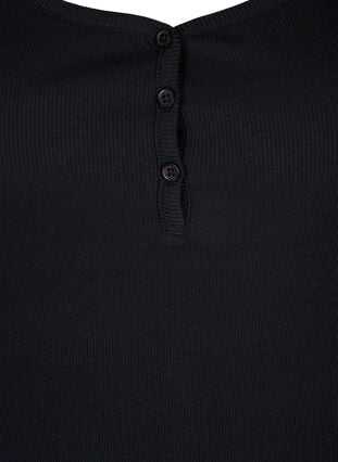 Zizzi Ribbestrikket tanktopp med knapper, Black, Packshot image number 2