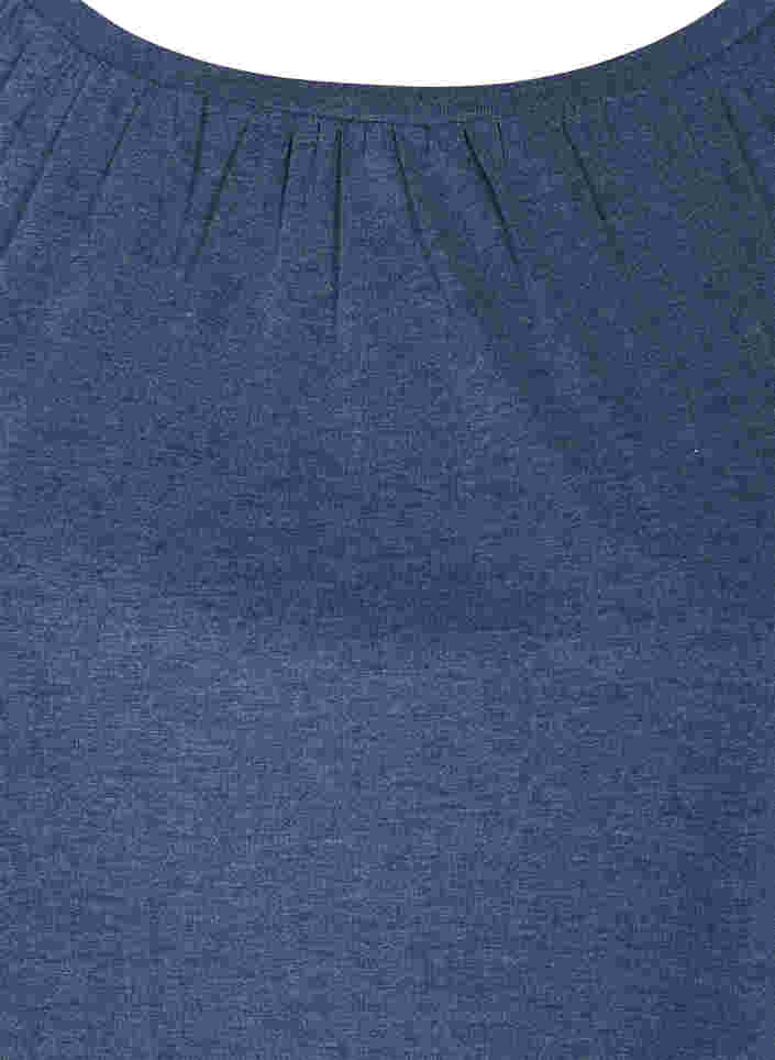 Ensfarget bluse med 2/4-ermer, Navy Blazer Mél, Packshot image number 2