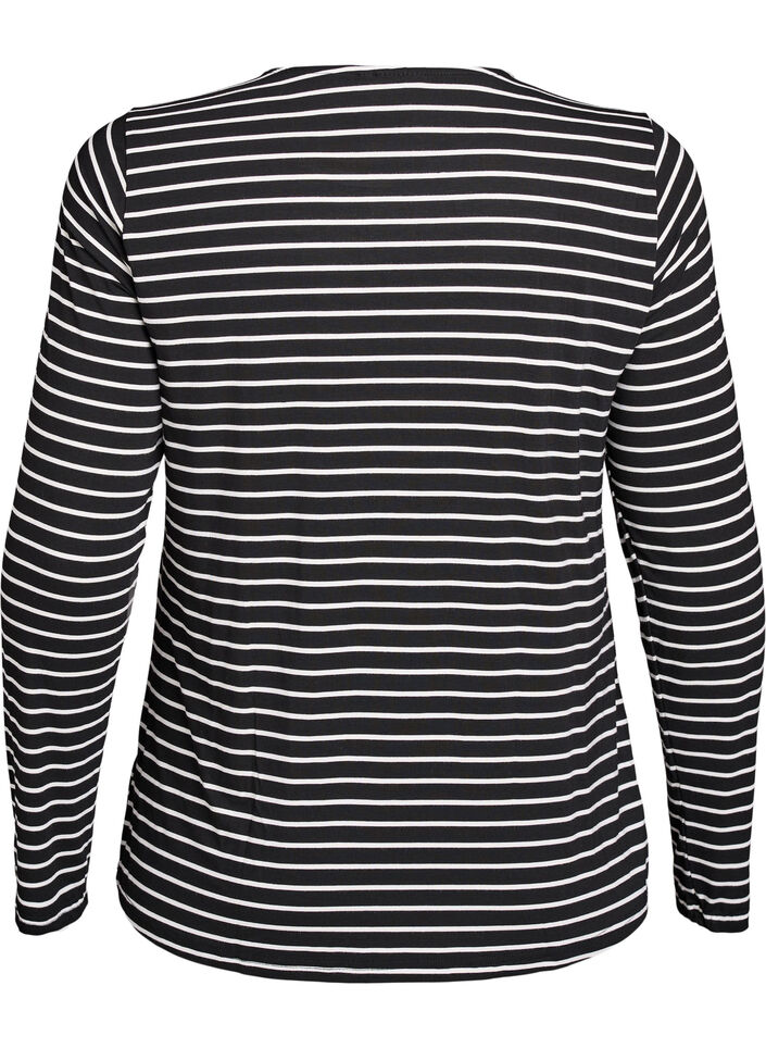 Langermet stripete bluse, B. W. w. Black , Packshot