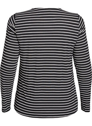 Zizzi Langermet stripete bluse, B. W. w. Black , Packshot image number 1
